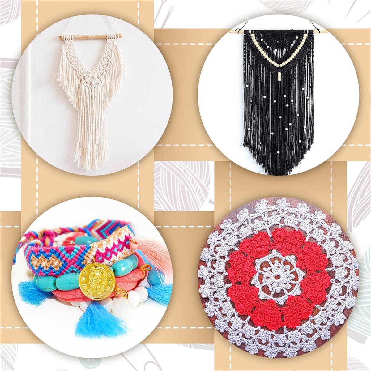 The Art And Craft Of Jewelry - ชุดเครื่องมือสานตะกร้าไม้แบบมีรอยบาก 18 ชิ้น สำหรับผู้เริ่มต้น เด็ก และผู้ใหญ่