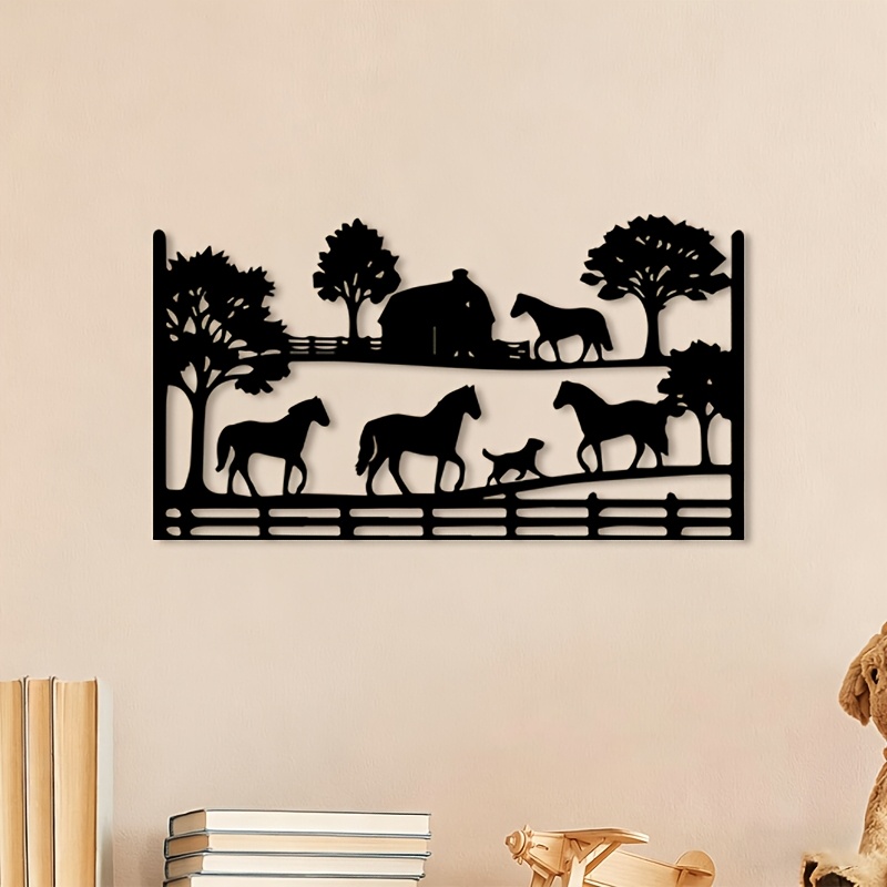 Art Craft Horse - CIFBUY งานศิลปะติดผนังโลหะ รูปม้า ฉากฟาร์ม งานฝีมือเหล็ก ประติมากรรมตกแต่งผนัง
