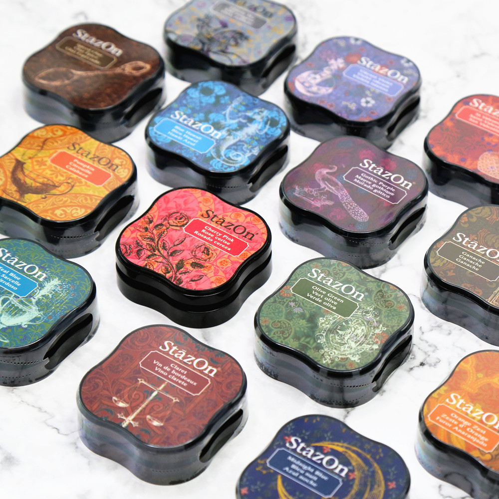 Stamping Ink Pad - 1pctsukineko inkpads stazon แผ่นน้ำหมึกแห้งเร็วขนาดเล็กแผ่นโลหะแก้วอเนกประสงค์หนัง