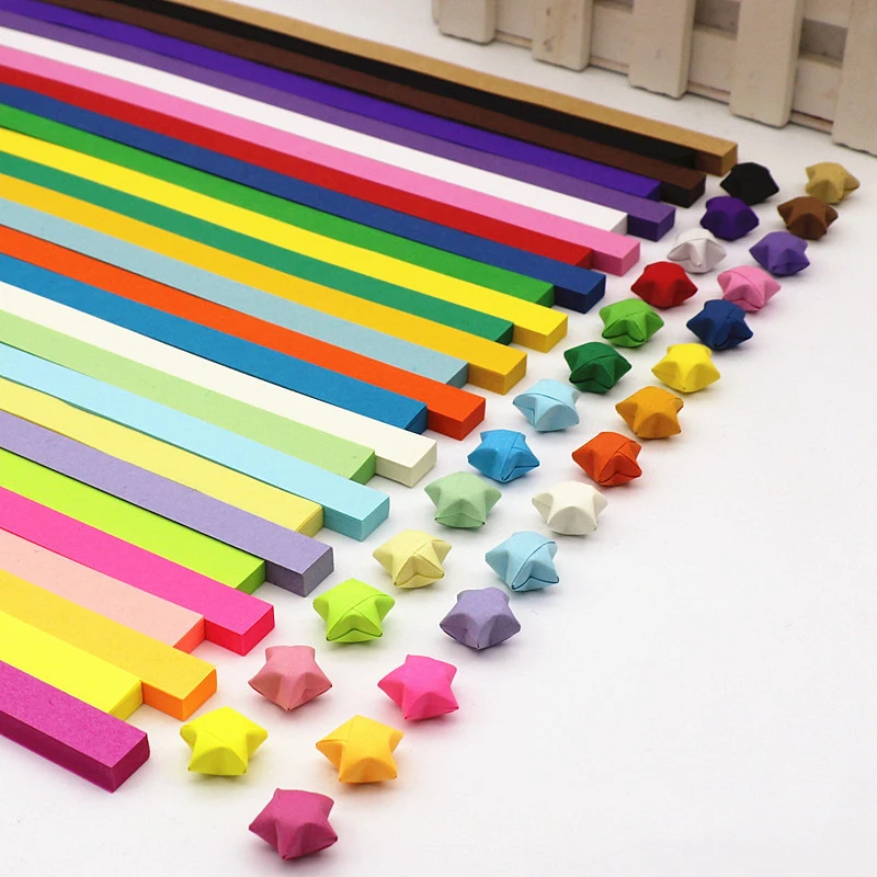 Art Craft Birthday Party - 540 แผ่น Lucky Origami ดาวแถบกระดาษสองด้าน Origami