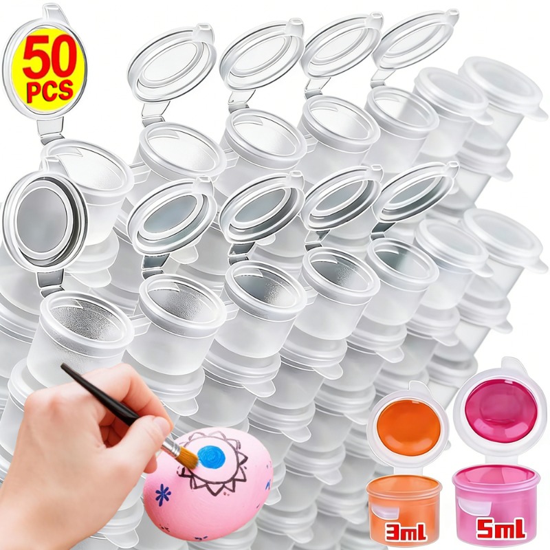 Art And Craft With Paint - 10/30/50PCS กระปุกสีเปล่า ถ้วยเก็บสีขนาดเล็กพร้อมฝาปิด 5 มล./0.17 ออนซ์ภาชนะบรรจุสีพลาสติกสำหรับอุปกรณ์ศิลปะหัตถกรรม