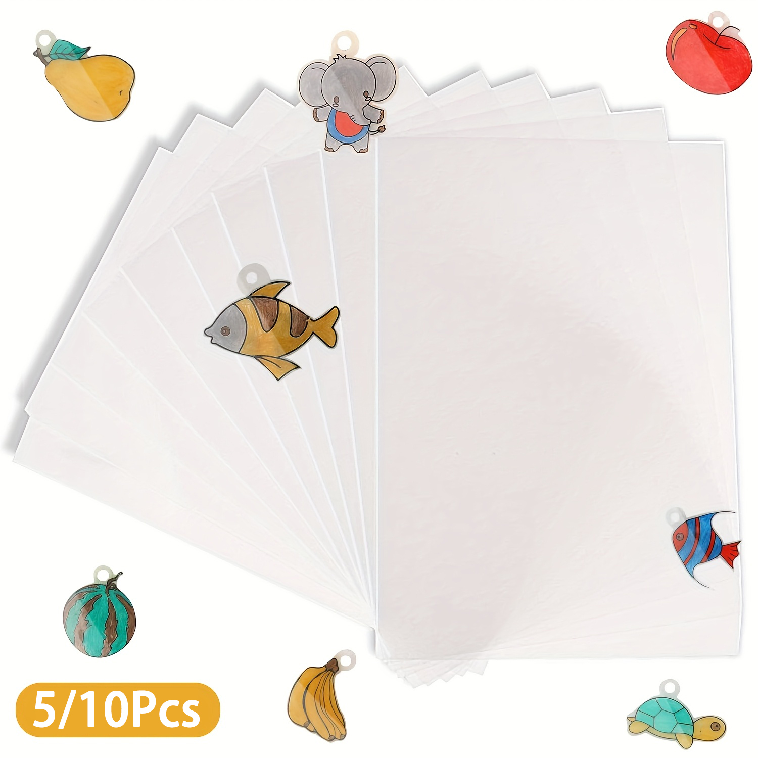 Art Craft Birthday Party - 5-10 ชิ้นหดแผ่นพลาสติก Shrinky Dink กระดาษกึ่งโปร่งใส A5