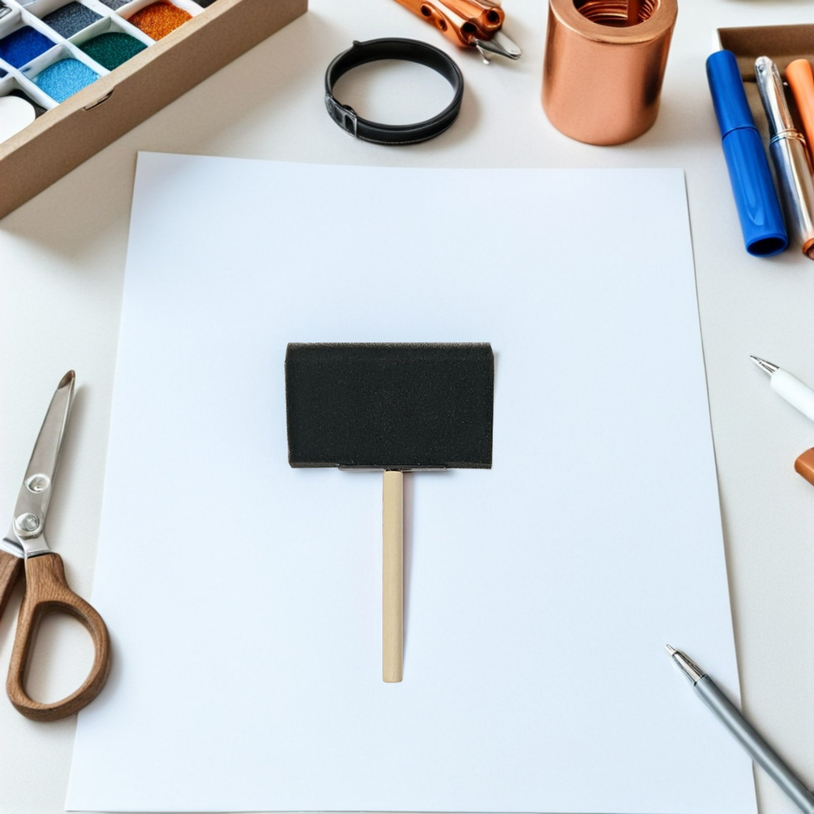 Art And Craft With Paint - แปรงฟองน้ำสำหรับทาสี 30 ชิ้น ด้ามไม้ แปรงสำหรับงานฝีมือ ทาสีผนัง