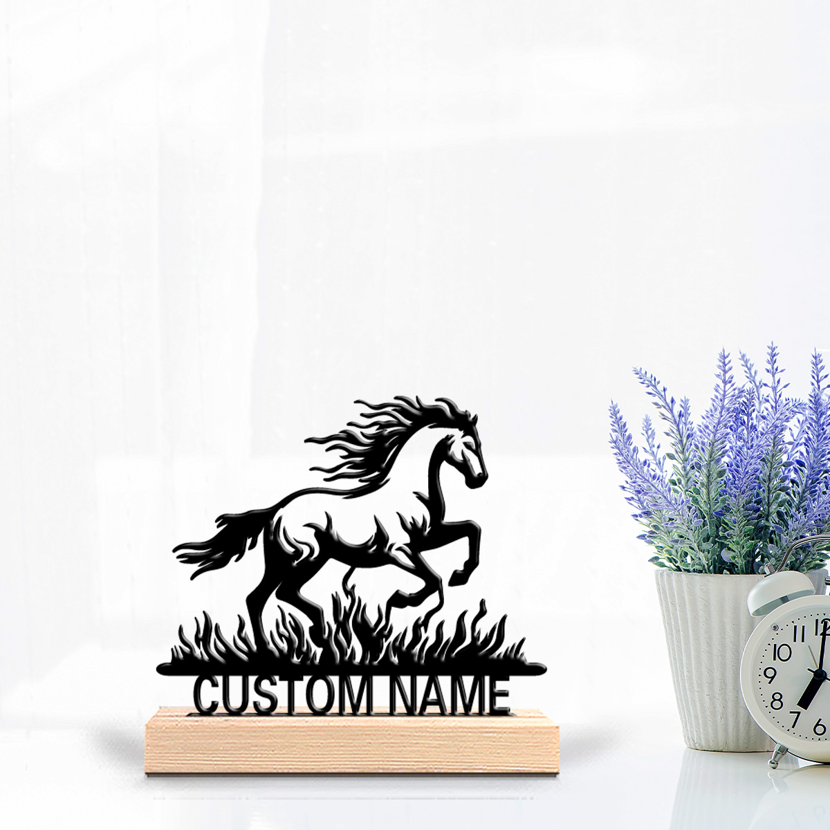 Art Craft Horse - รูปปั้นม้าโลหะแบบเรียบง่าย 1 ชิ้น พร้อมข้อความสั่งทำพิเศษ ของตกแต่งงานศิลปะ งานฝีมือ