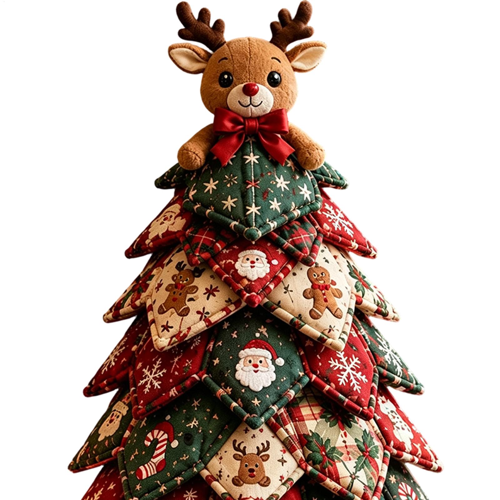 Art Craft For Christmas - ชุดงานฝีมือศิลปะต้นคริสต์มาสผ้าควิลท์ 3 มิติ สำหรับตกแต่งบ้าน ห้อง ชั้นวางของ