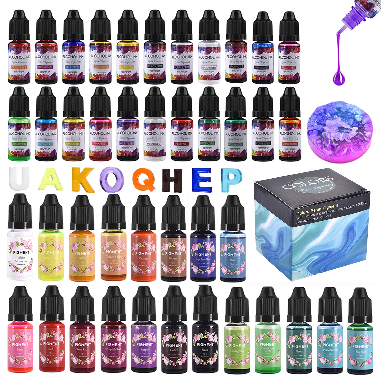 Alcohol Ink Set - 1 ชุดเรซิ่นPigment Kit Artหมึกแอลกอฮอล์LiquidสีDye Ink Diffusion