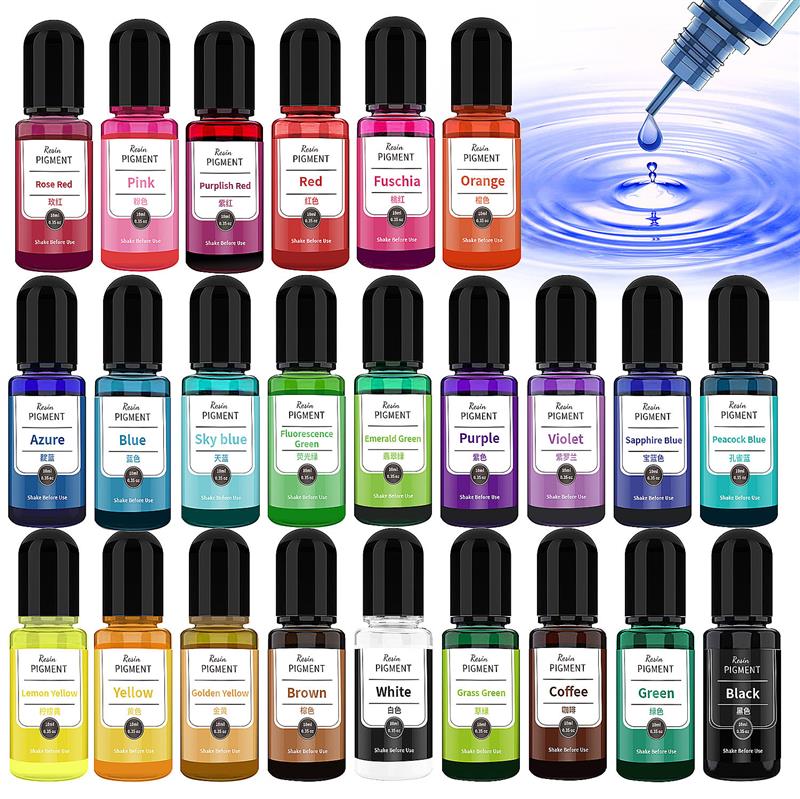 Alcohol Ink Set - หมึกพิมพ์24สีศิลปะสีแอลกอฮอล์เรซินสีย้อมเหลวการแพร่กระจายหมึกสำหรับอีพ็อกซี่เรซิ่น DIY เครื่องประดับทำสีย้อมเรซิ่นเหลว