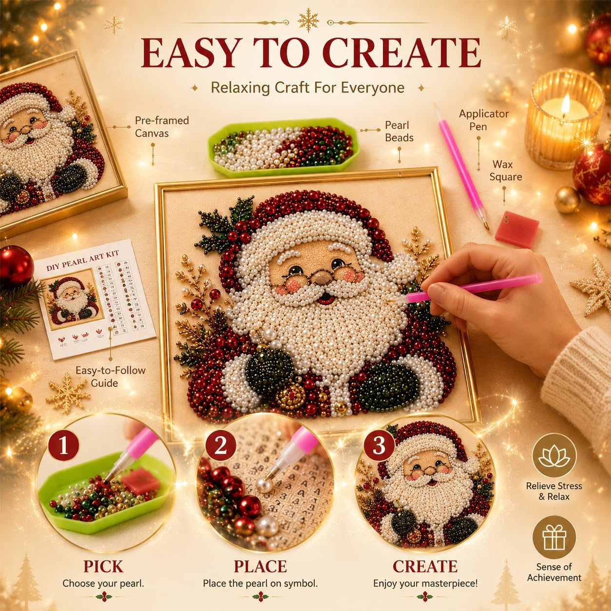 ชุดงานศิลปะภาพวาดเพชรไข่มุก DI - Art Craft For Christmas บทวิจารณ์และราคา