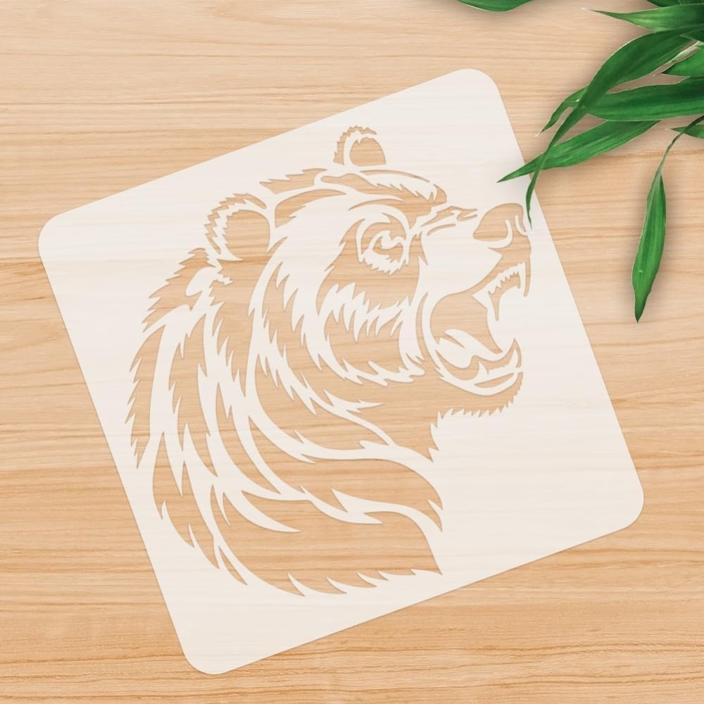 ลายฉลุรูปหัวหมีคำราม 1 ชิ้น ขน - Art And Craft With Paint บทวิจารณ์และราคา