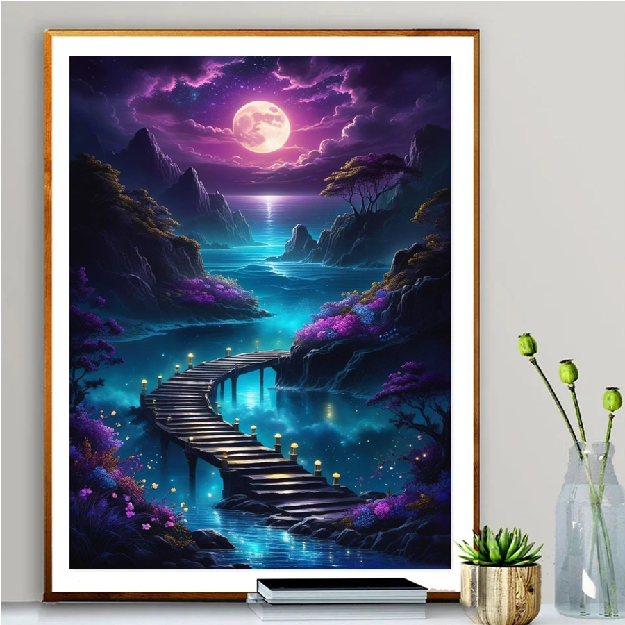 ผู้ใหญ่เพชรภาพวาด Moon night ส - Art Craft Night บทวิจารณ์และราคา