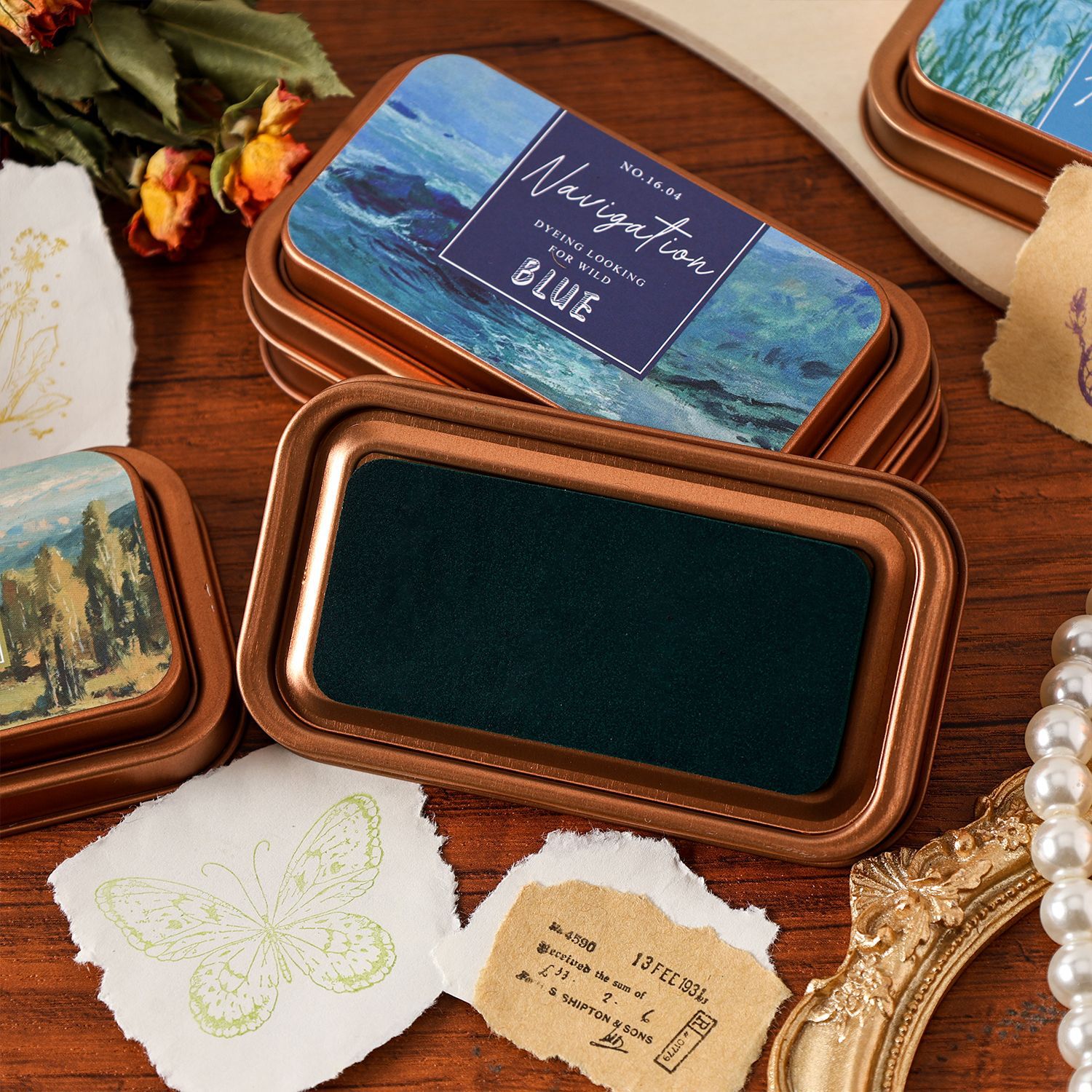 1 กล่องเหล็ก หมึกสี แผ่นประทับ - Stamping Ink Pad บทวิจารณ์และราคา